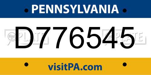D776545 Pennsylvania License Plate