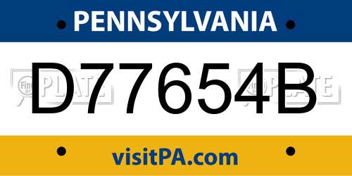 D77654B Pennsylvania License Plate