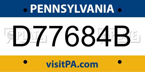 D77684B Pennsylvania License Plate
