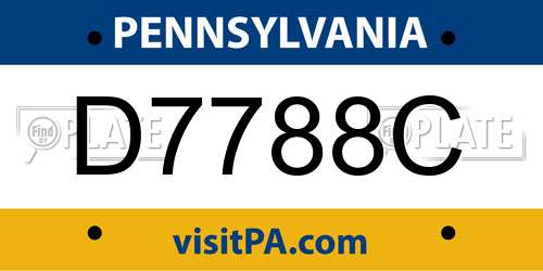 D7788C Pennsylvania License Plate