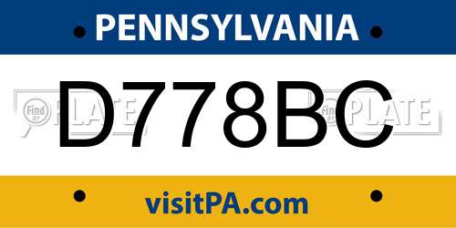 D778BC Pennsylvania License Plate