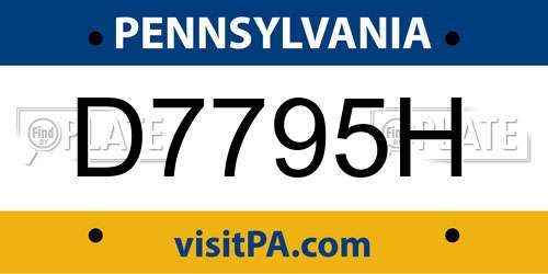 D7795H Pennsylvania License Plate