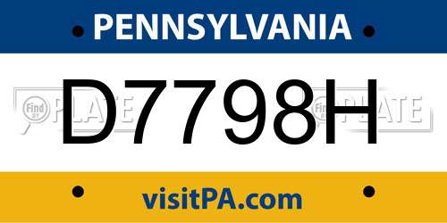D7798H Pennsylvania License Plate