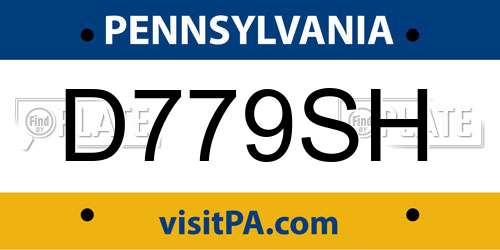 D779SH Pennsylvania License Plate