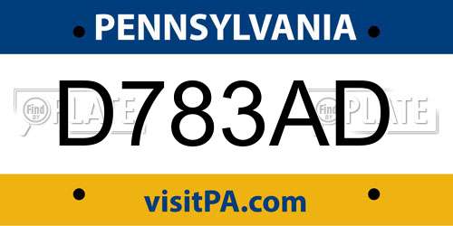 D783AD Pennsylvania License Plate