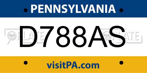 D788AS Pennsylvania License Plate