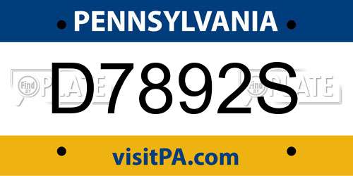 D7892S Pennsylvania License Plate