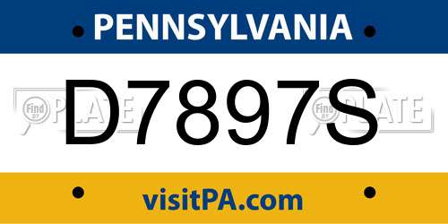 D7897S Pennsylvania License Plate