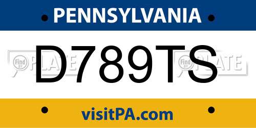 D789TS Pennsylvania License Plate