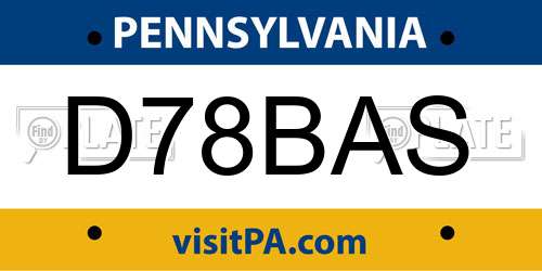D78BAS Pennsylvania License Plate