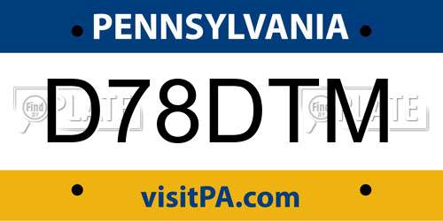 D78DTM Pennsylvania License Plate