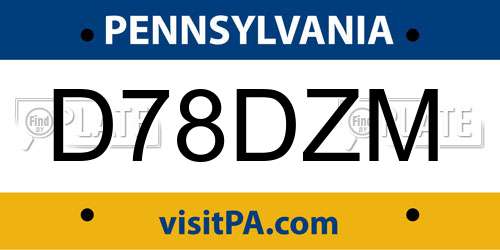 D78DZM Pennsylvania License Plate