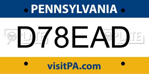 D78EAD Pennsylvania License Plate
