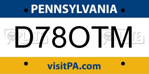 D78OTM Pennsylvania License Plate