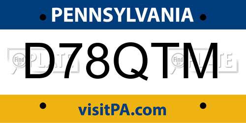 D78QTM Pennsylvania License Plate