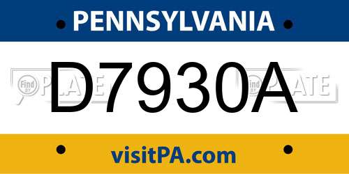 D7930A Pennsylvania License Plate