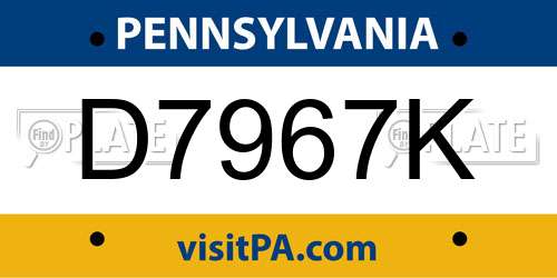 D7967K Pennsylvania License Plate