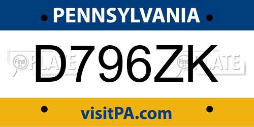 D796ZK Pennsylvania License Plate