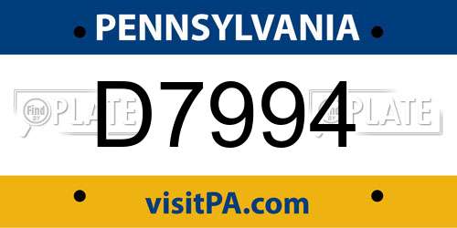 D7994 Pennsylvania License Plate