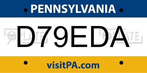 D79EDA Pennsylvania License Plate