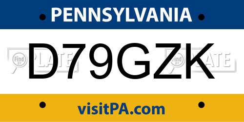 D79GZK Pennsylvania License Plate