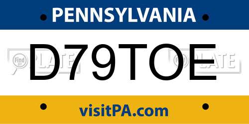 D79TOE Pennsylvania License Plate