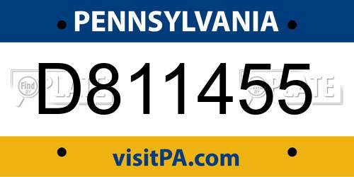D811455 Pennsylvania License Plate