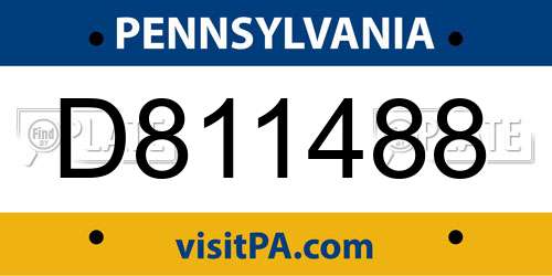 D811488 Pennsylvania License Plate