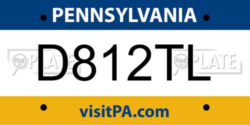 D812TL Pennsylvania License Plate