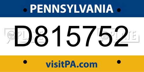 D815752 Pennsylvania License Plate