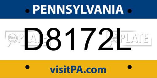 D8172L Pennsylvania License Plate