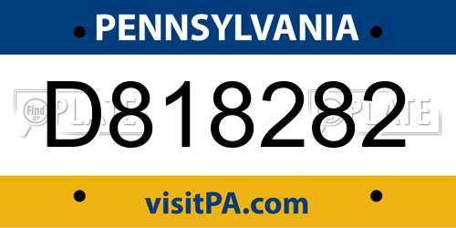 D818282 Pennsylvania License Plate