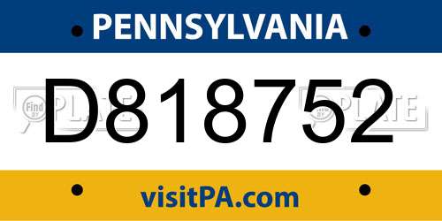 D818752 Pennsylvania License Plate