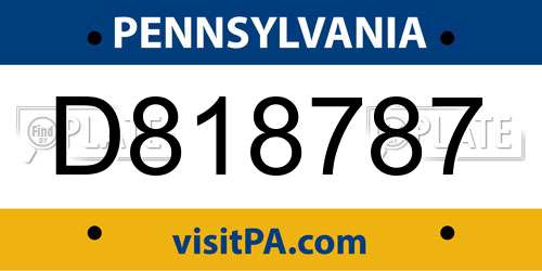 D818787 Pennsylvania License Plate
