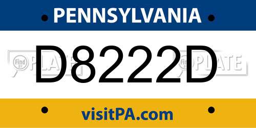 D8222D Pennsylvania License Plate