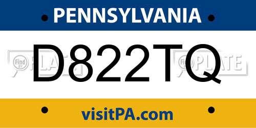D822TQ Pennsylvania License Plate