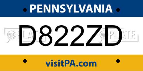 D822ZD Pennsylvania License Plate