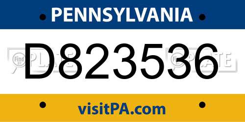 D823536 Pennsylvania License Plate