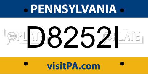 D8252I Pennsylvania License Plate