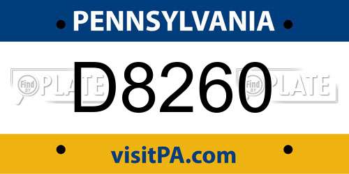 D8260 Pennsylvania License Plate