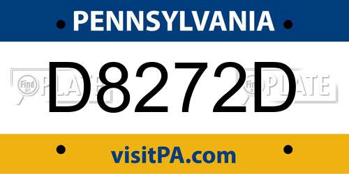 D8272D Pennsylvania License Plate