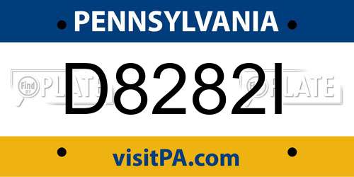 D8282I Pennsylvania License Plate