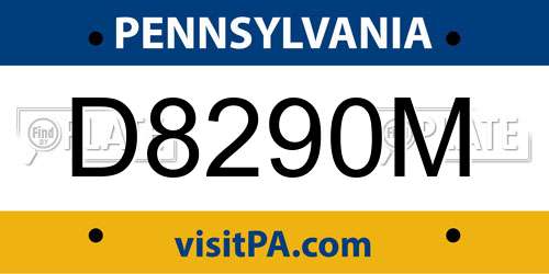 D8290M Pennsylvania License Plate