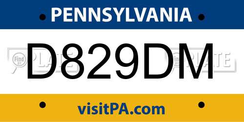 D829DM Pennsylvania License Plate