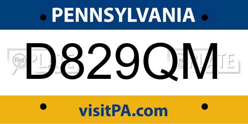 D829QM Pennsylvania License Plate