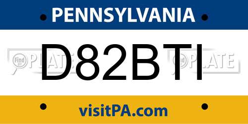 D82BTI Pennsylvania License Plate