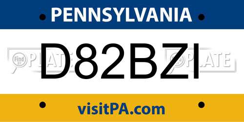 D82BZI Pennsylvania License Plate