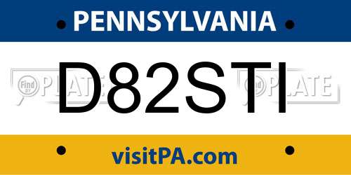 D82STI Pennsylvania License Plate