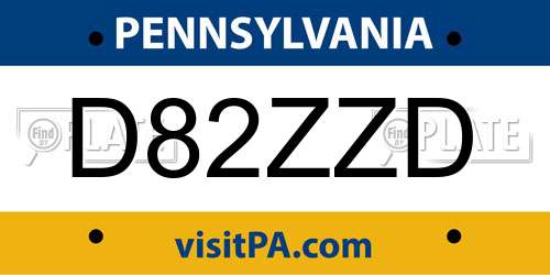 D82ZZD Pennsylvania License Plate