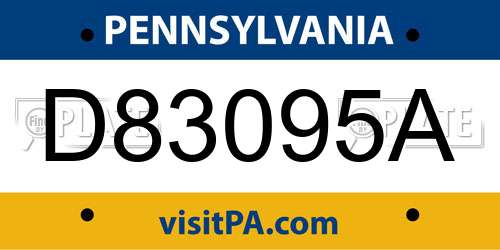 D83095A Pennsylvania License Plate